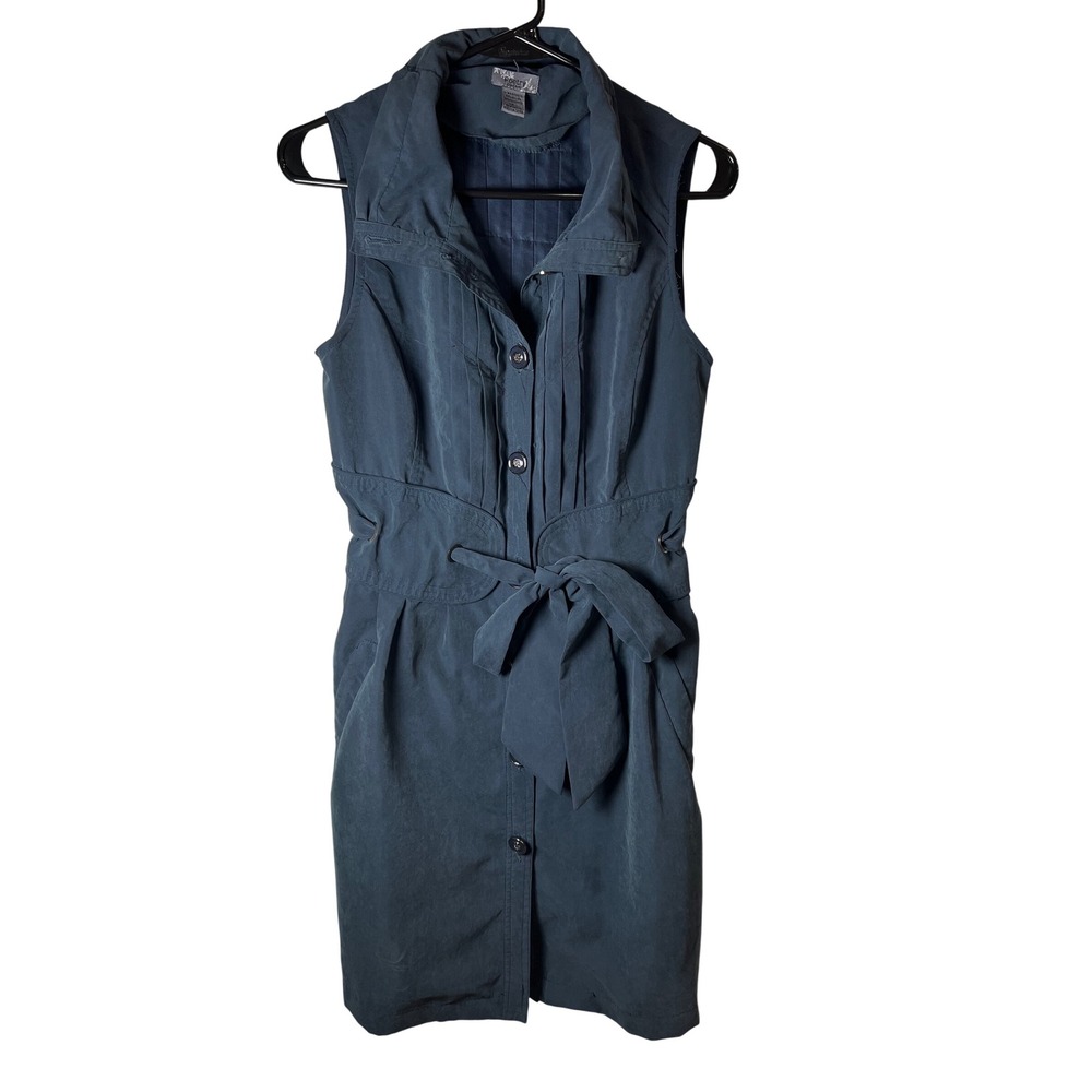Poetry Clothing Womens Blue Sleeveless Button Front Corset Back Dress Large